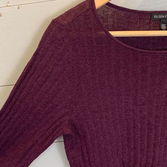 Eileen Fisher alpaca/wool blend eggplant purple lightweight sweater size small - Picture 4 of 8